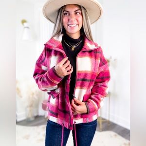 Staccato Pink Brown White Multi Zipper Jacket